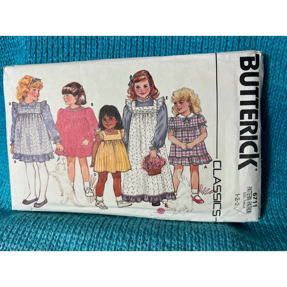 Butterick 6711sewing pattern toddler dress Pinafore Size 1 2 3